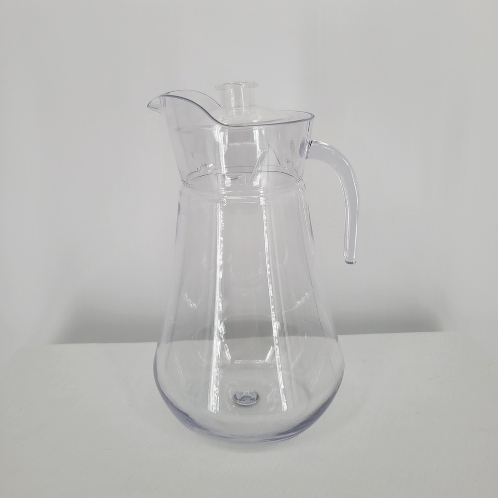Clear Acrylic Beverage Pitcher with Lid 10 Inch Water Carafe Juice Jar